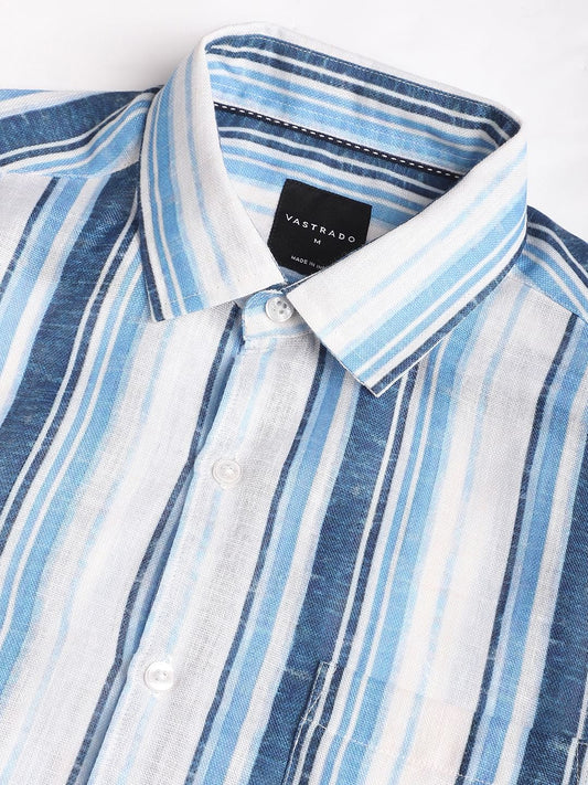 Voguish Azure Blue Striped Shirt