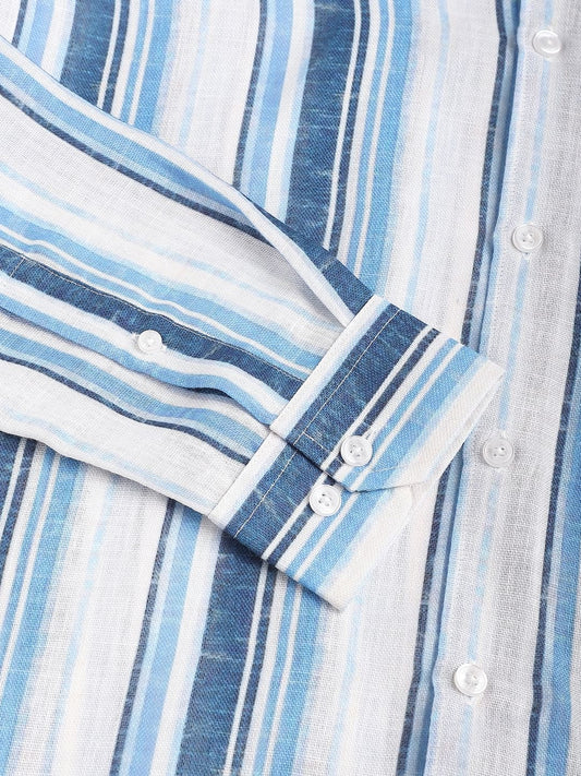 Voguish Azure Blue Striped Shirt