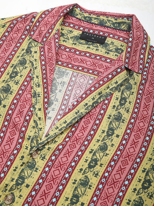 Multicolor Abstract Printed Lapel Collar Oversized Shirt