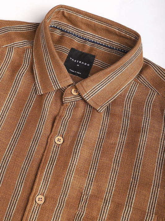 Tawny Brown Burlap Striped Shirt