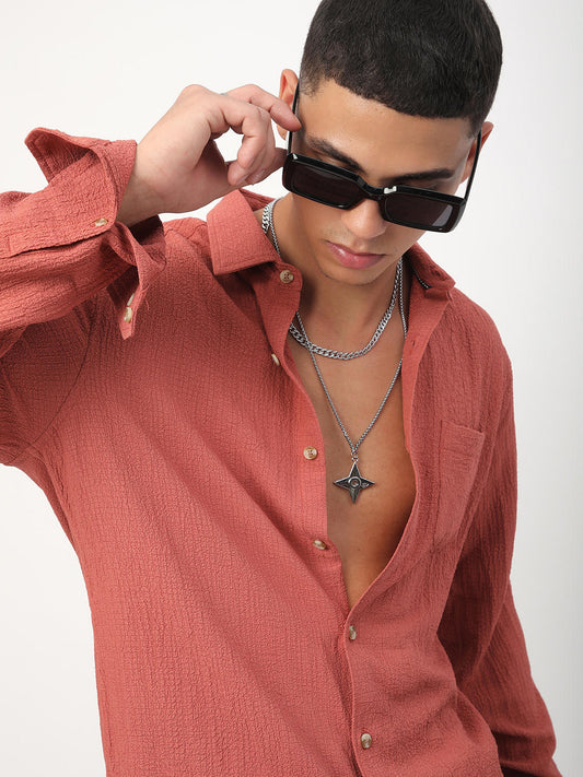 Elegant Rust Creased Shirt