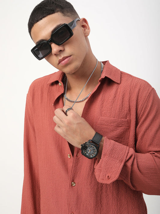 Elegant Rust Creased Shirt