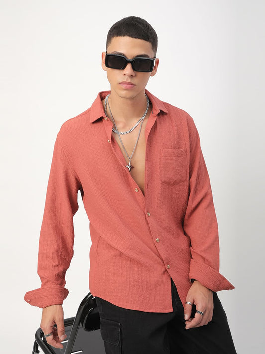 Elegant Rust Creased Shirt