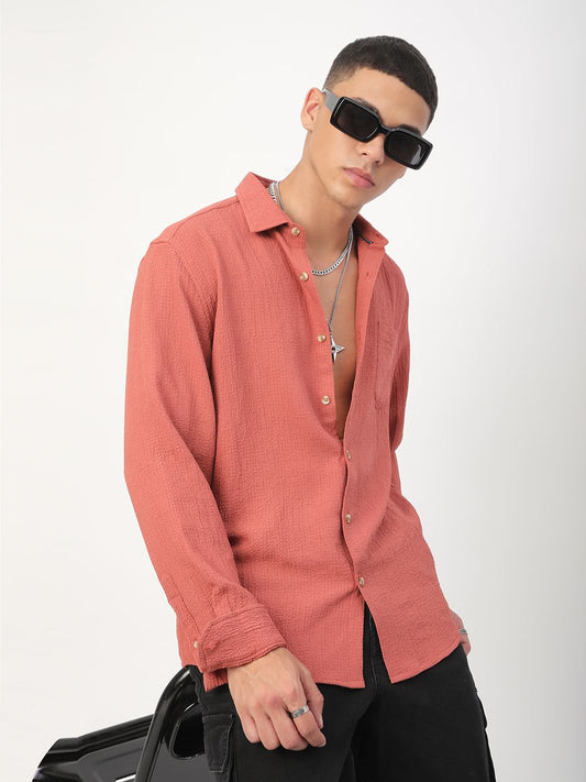 Elegant Rust Creased Shirt
