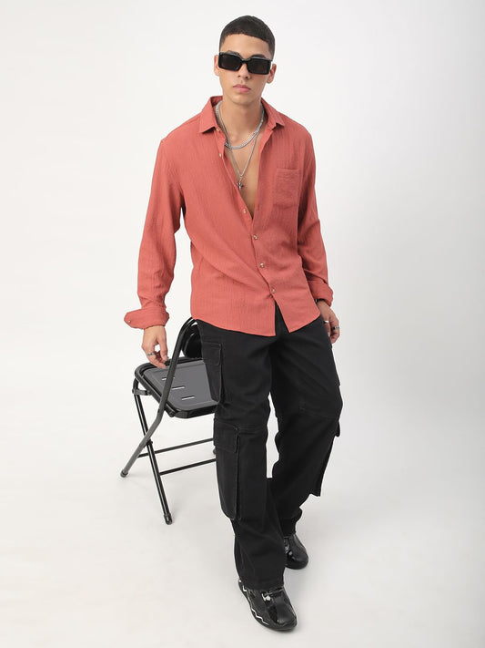 Elegant Rust Creased Shirt