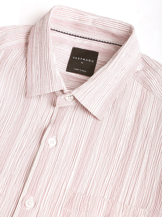 Coral & White Striped Creased Shirt