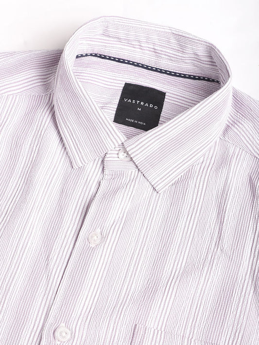 Lilac & White Striped Creased Shirt