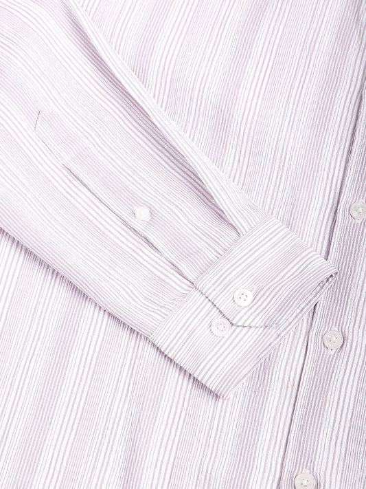Lilac & White Striped Creased Shirt