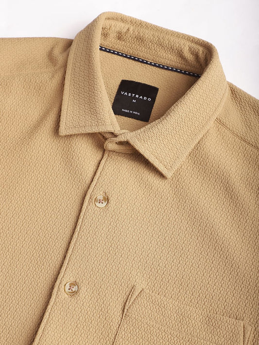 Meticulous Tan Beige Jacquard Shirt