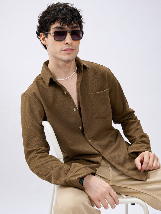 Meticulous Olive Textured Shirt