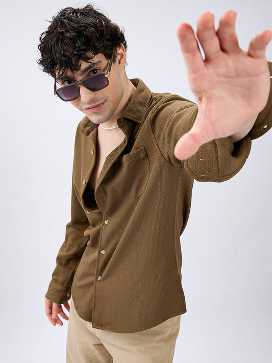 Meticulous Olive Textured Shirt