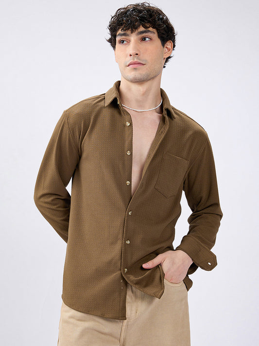 Meticulous Olive Textured Shirt