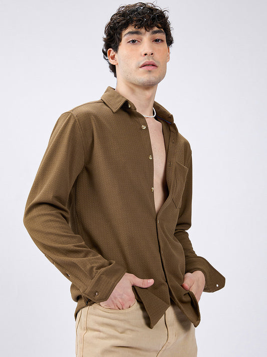Meticulous Olive Textured Shirt