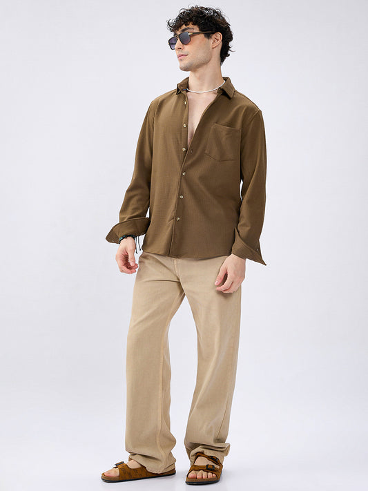 Meticulous Olive Textured Shirt
