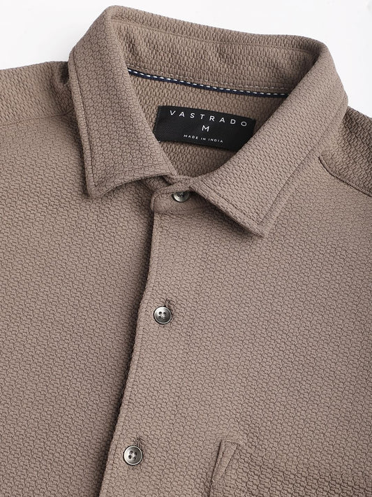 Meticulous Peanut Brown Jacquard Shirt