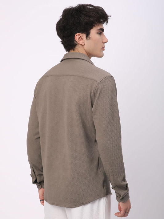 Meticulous Peanut Brown Jacquard Shirt