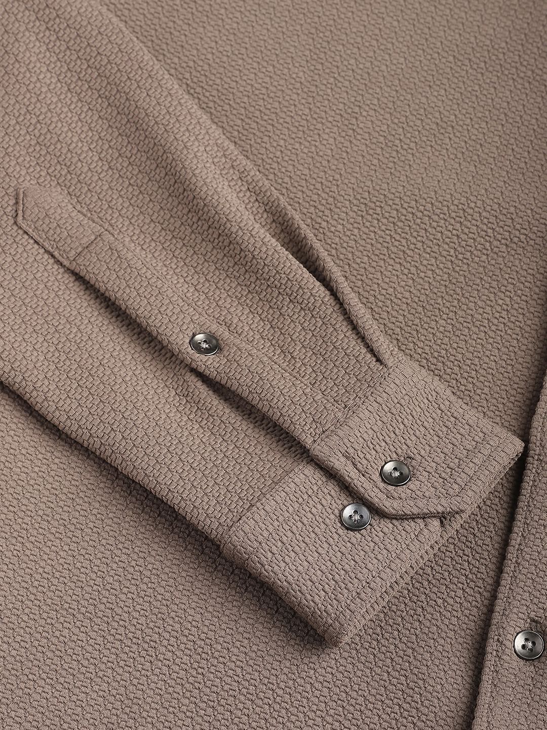 Meticulous Peanut Brown Jacquard Shirt