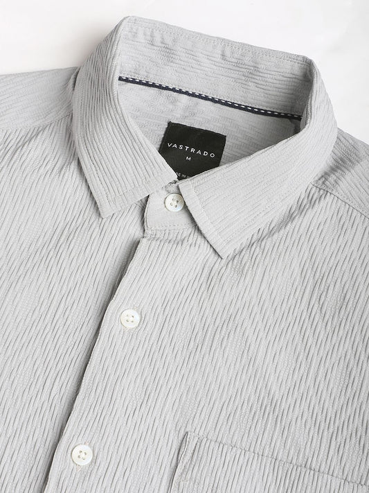 Detailed Cloud Grey Jacquard Shirt