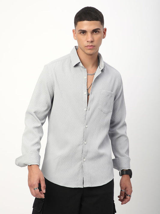 Detailed Cloud Grey Jacquard Shirt