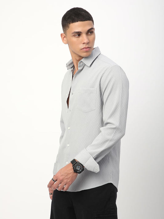 Detailed Cloud Grey Jacquard Shirt