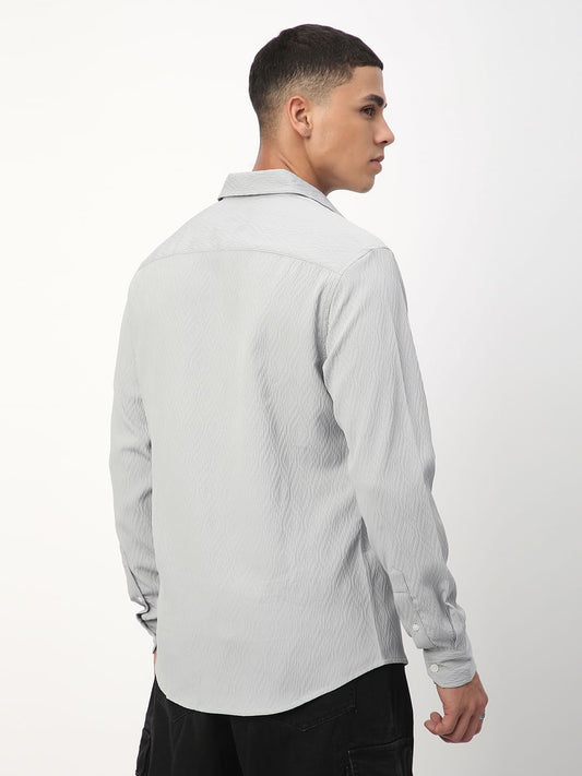 Detailed Cloud Grey Jacquard Shirt