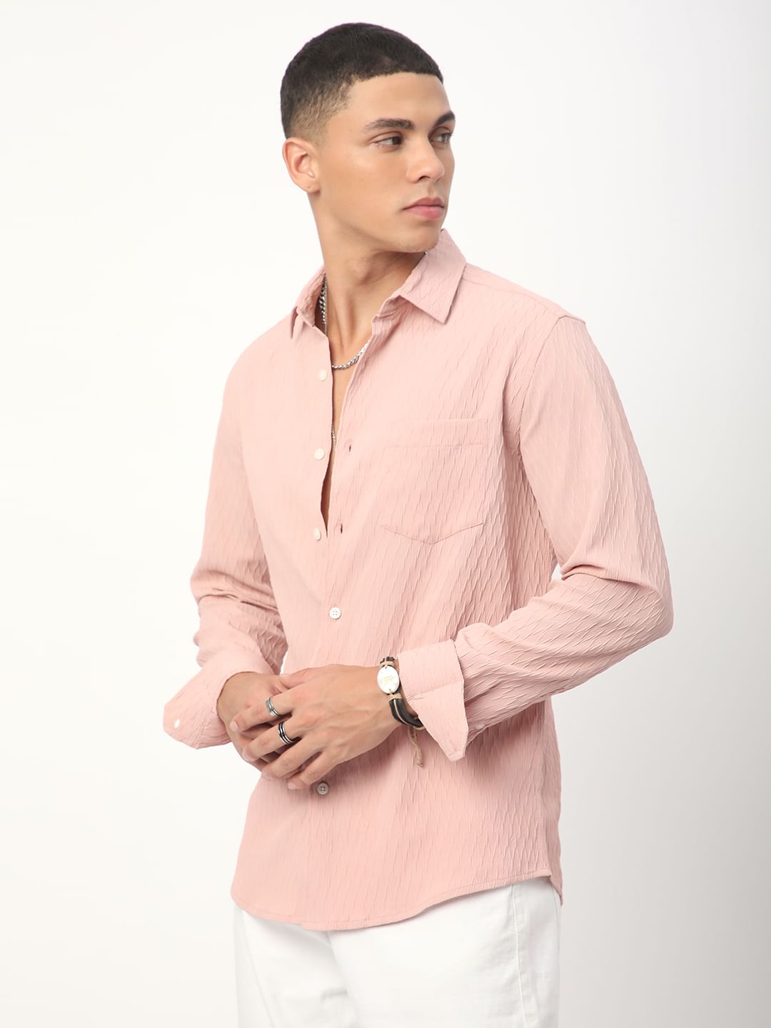 Peach Jacquard Shirt