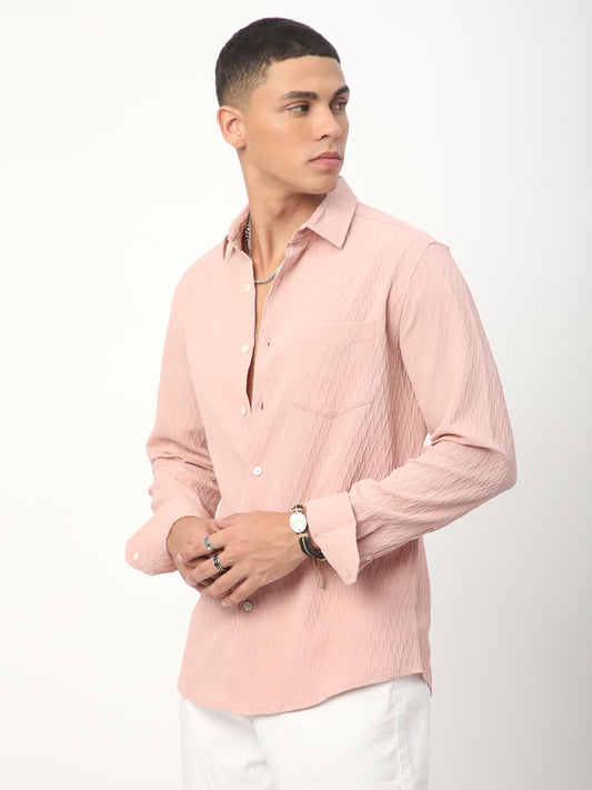 Peach Jacquard Shirt