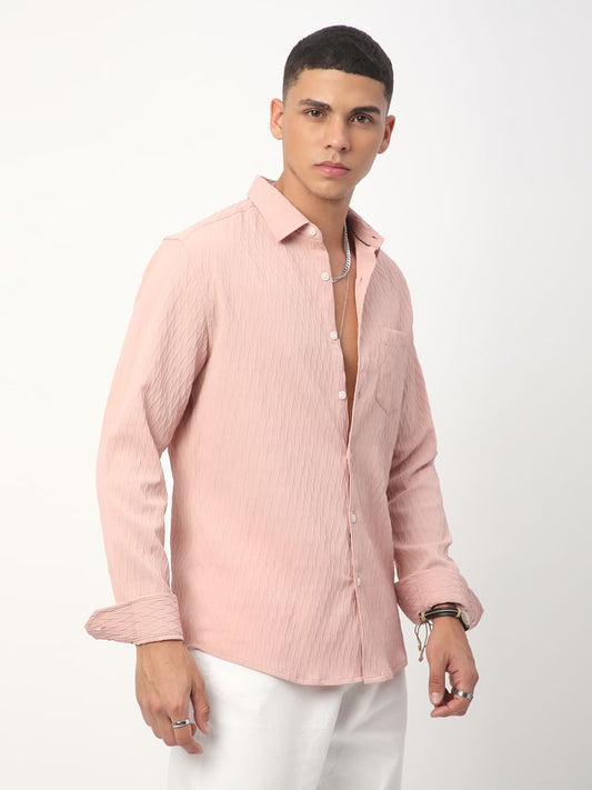 Peach Jacquard Shirt
