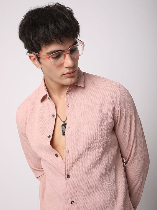 Detailed Peach Jacquard Shirt