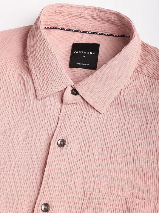 Detailed Peach Jacquard Shirt