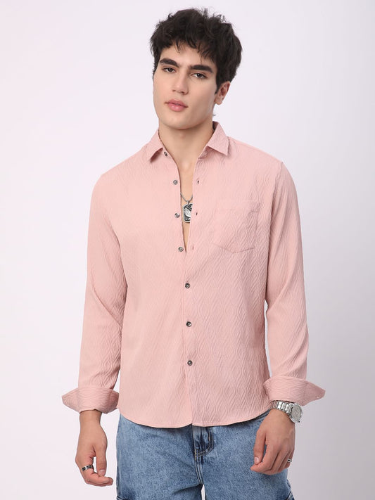 Detailed Peach Jacquard Shirt