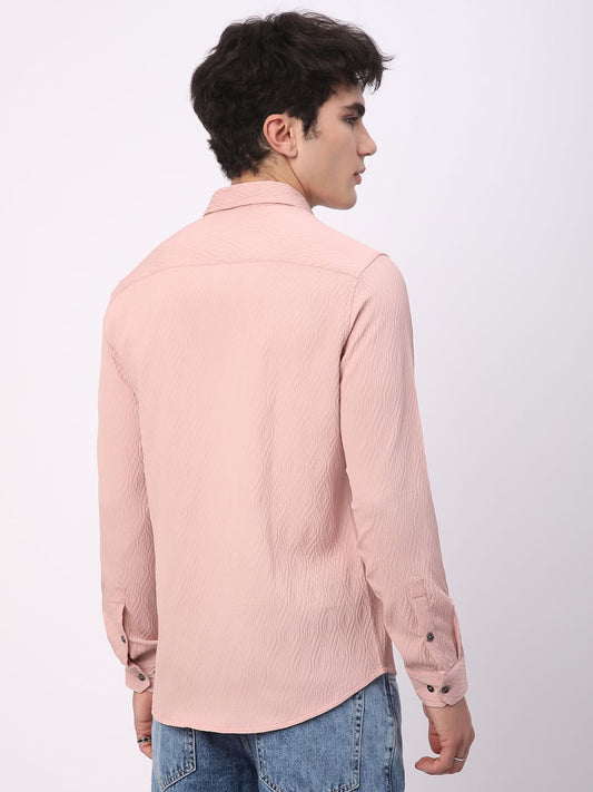 Detailed Peach Jacquard Shirt