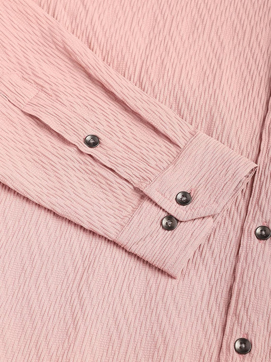 Detailed Peach Jacquard Shirt