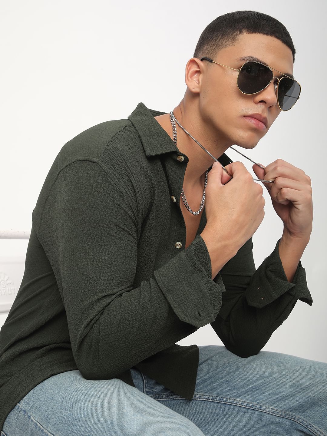 Army Olive Creased Shirt