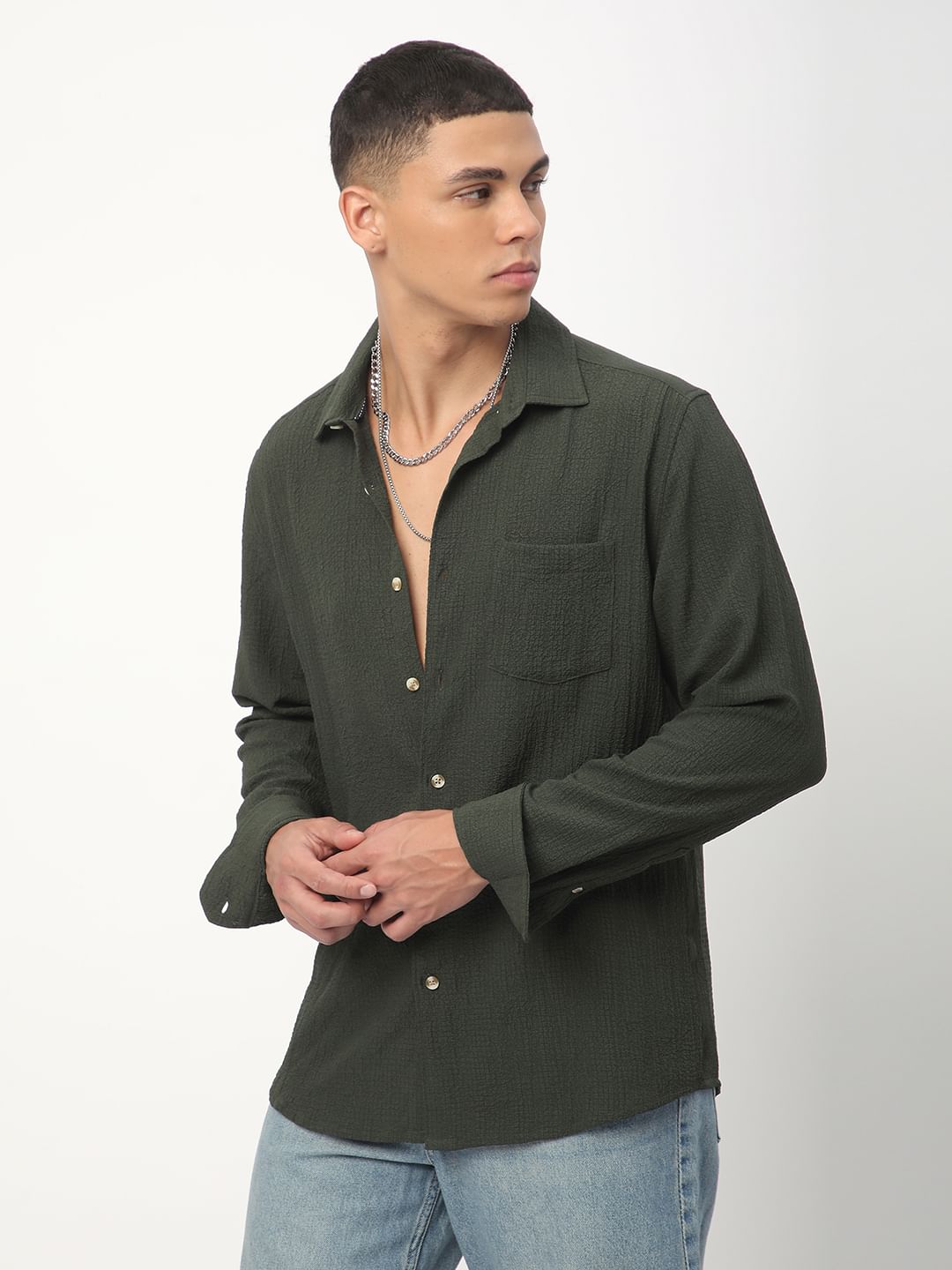 Army Olive Creased Shirt
