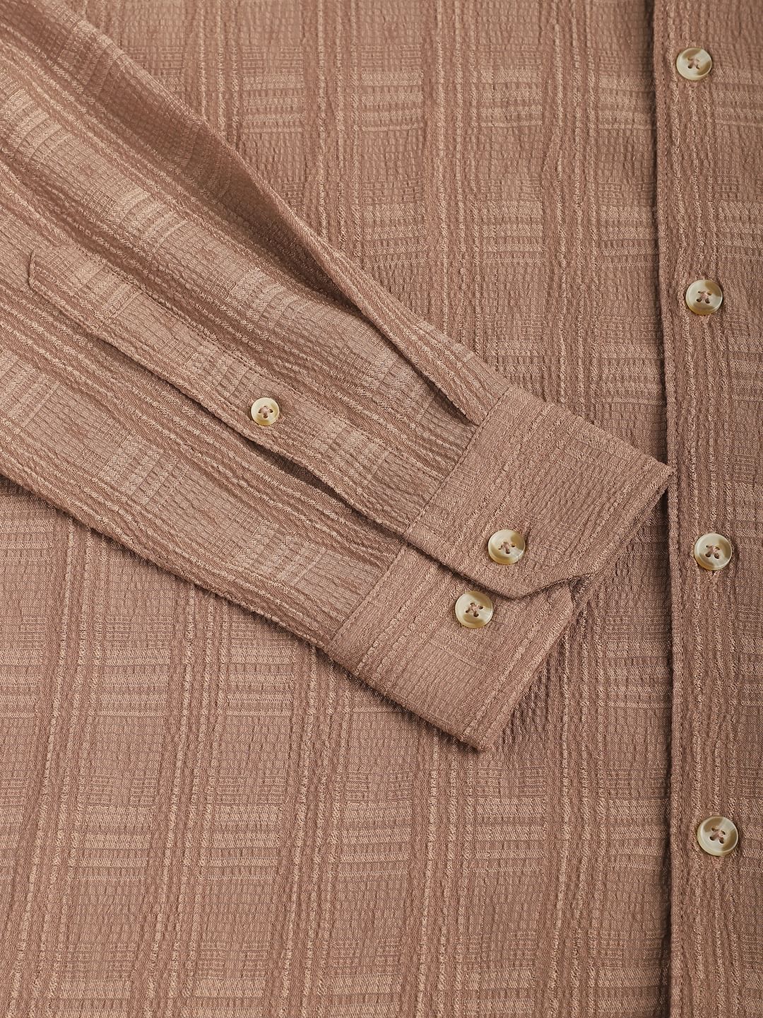 Tawny Brown Textured Creased Shirt