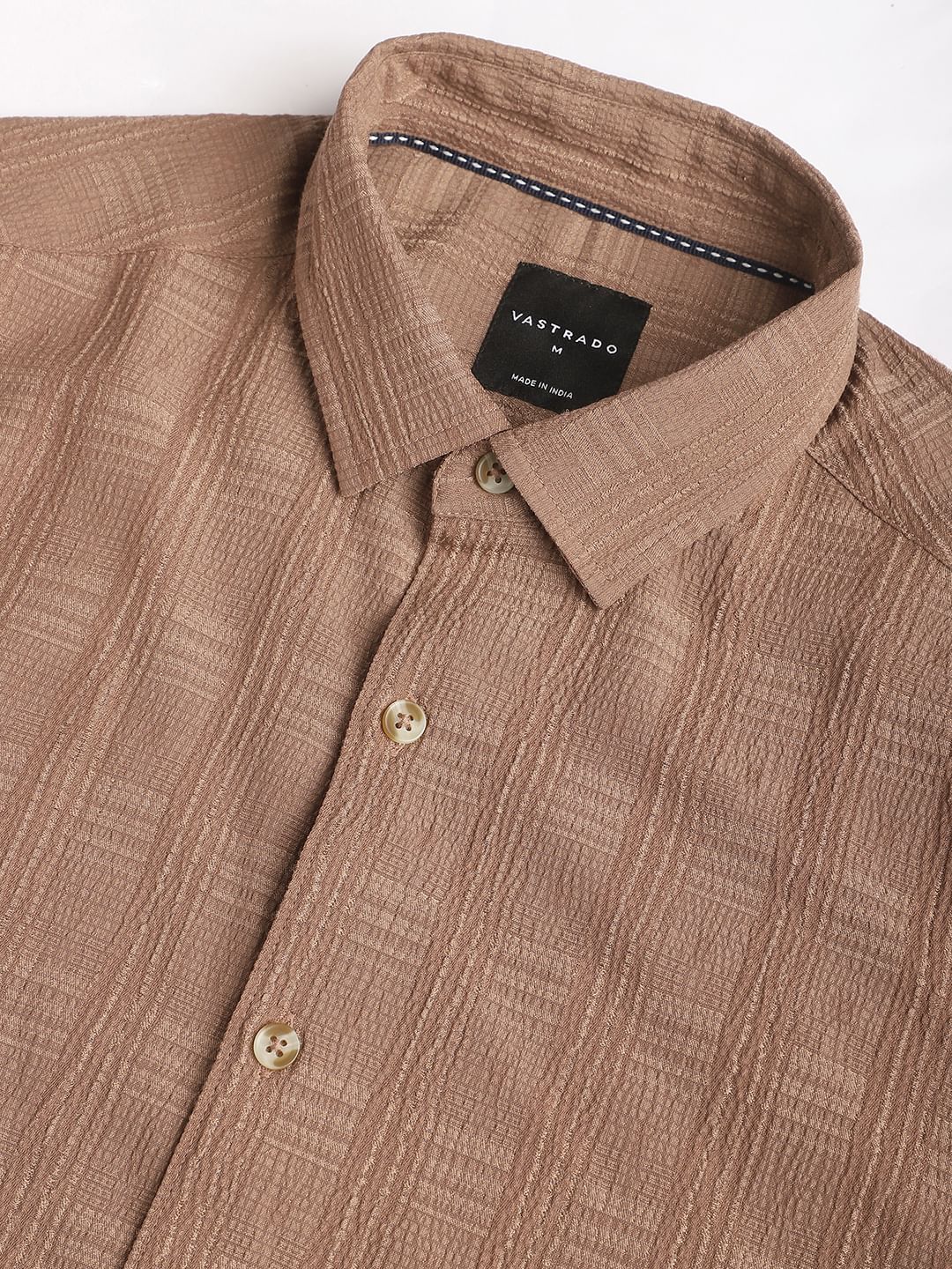 Tawny Brown Textured Creased Shirt