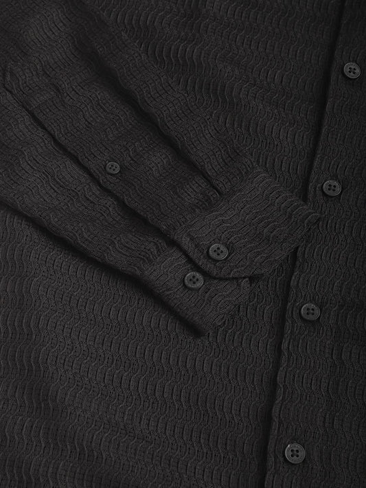 Intense Black Wavy Textured Shirt