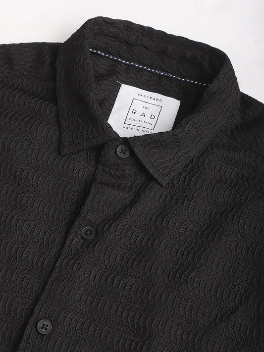 Intense Black Wavy Textured Shirt