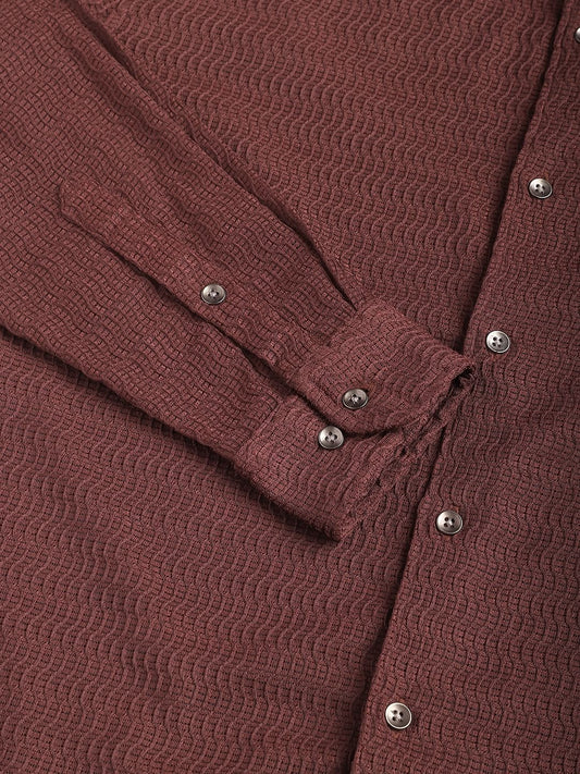 Chocolate Brown Wavy Textured Shirt