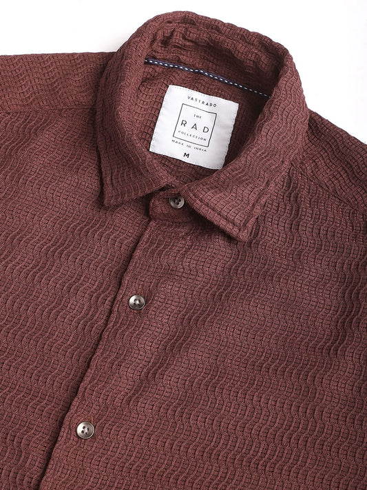 Chocolate Brown Wavy Textured Shirt