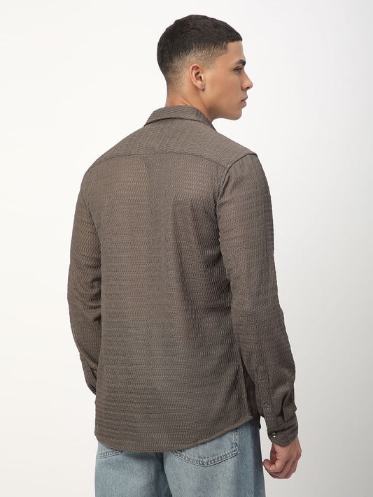 Pale Olive Wavy Textured Shirt