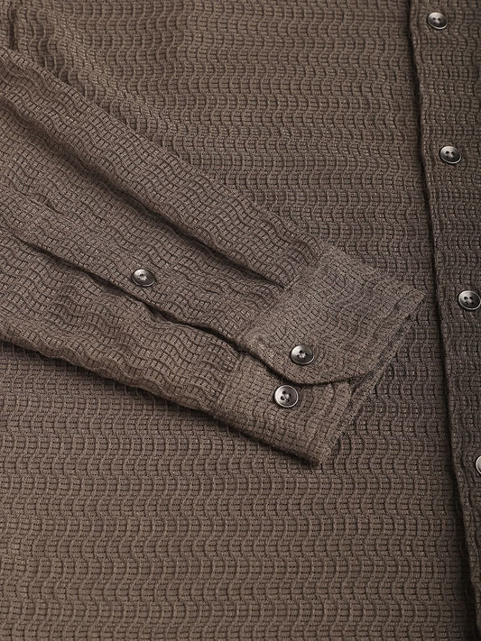 Pale Olive Wavy Textured Shirt