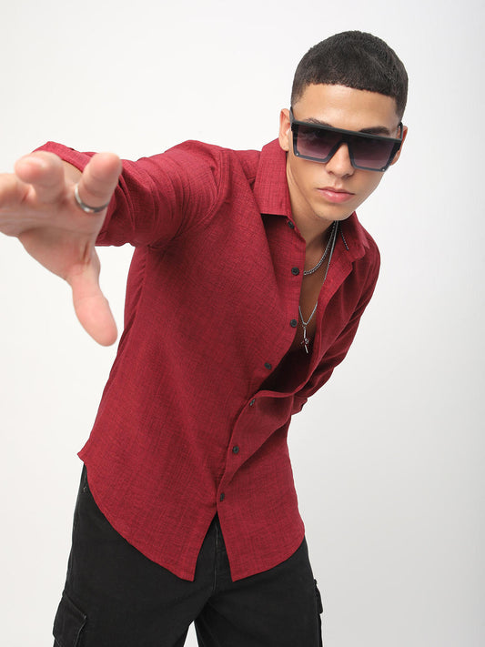 Currant Red Linen Shirt