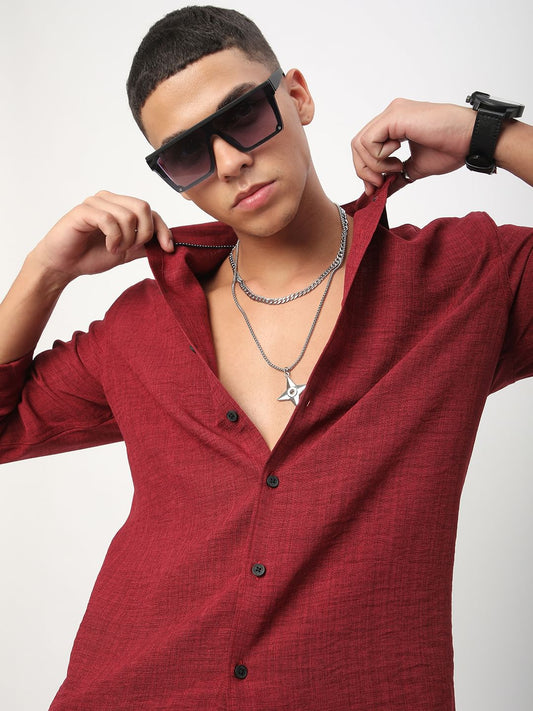 Currant Red Linen Shirt