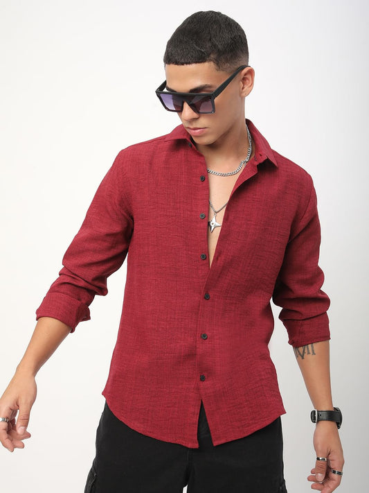 Currant Red Linen Shirt
