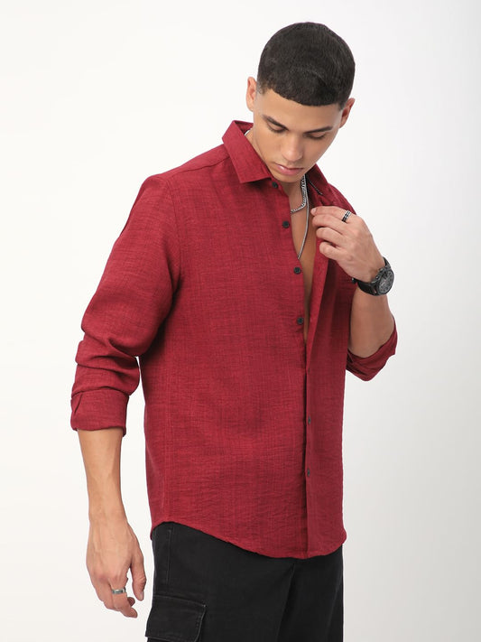 Currant Red Linen Shirt