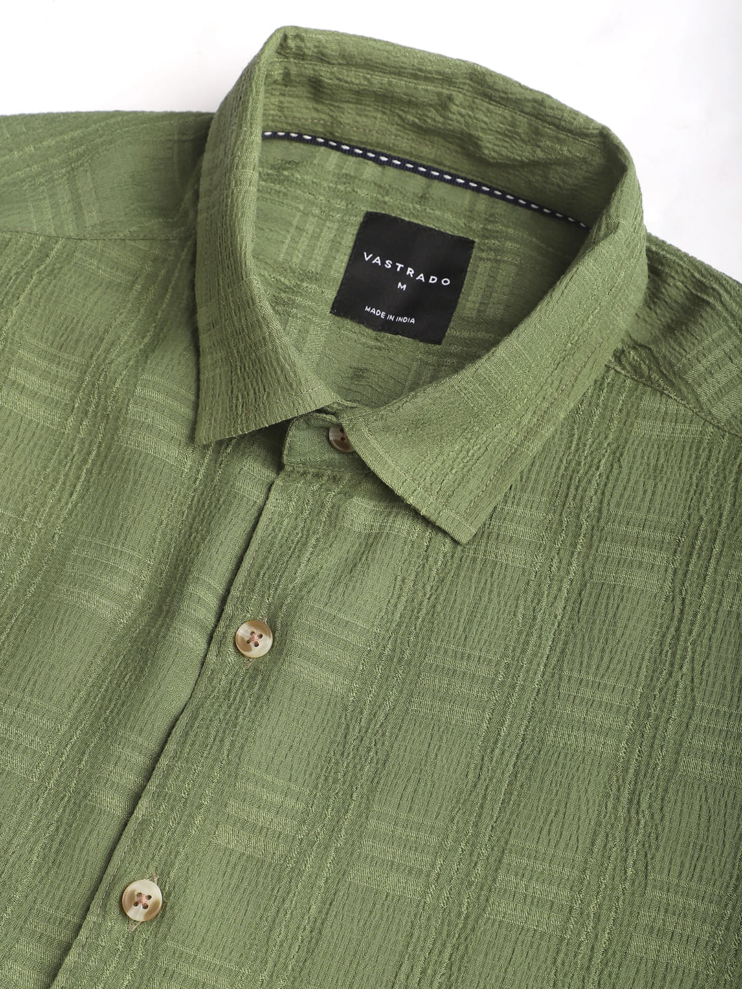 Sap Green Textured Creased Shirt