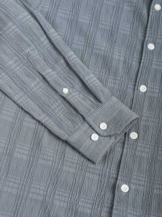 Silver Grey Textured Creased Shirt