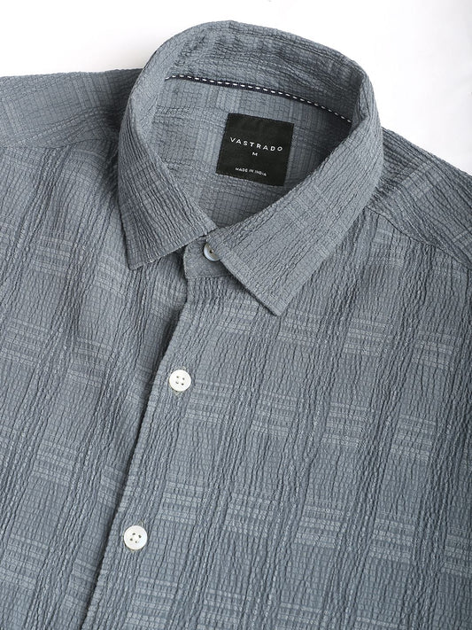 Silver Grey Textured Creased Shirt